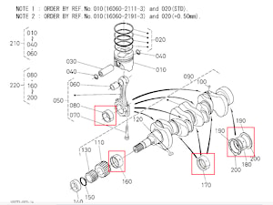 Комплект вкладышей коленвала STD / Metal Kit Engine для Kubota V1505 #1G090-23755   