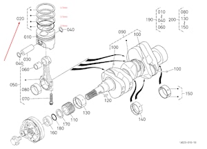 Кольца поршневые (std) для Kubota D722 - #1J092-21050