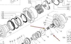 Центральный вал гидромотора хода #RG008-73170
